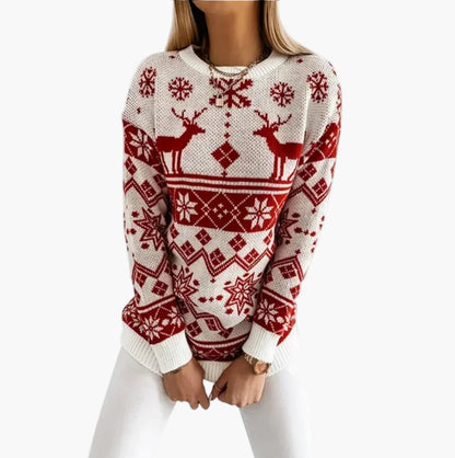 Dam Tröja Julmotiv Renar och Snöflingor Mode Vardagsstil