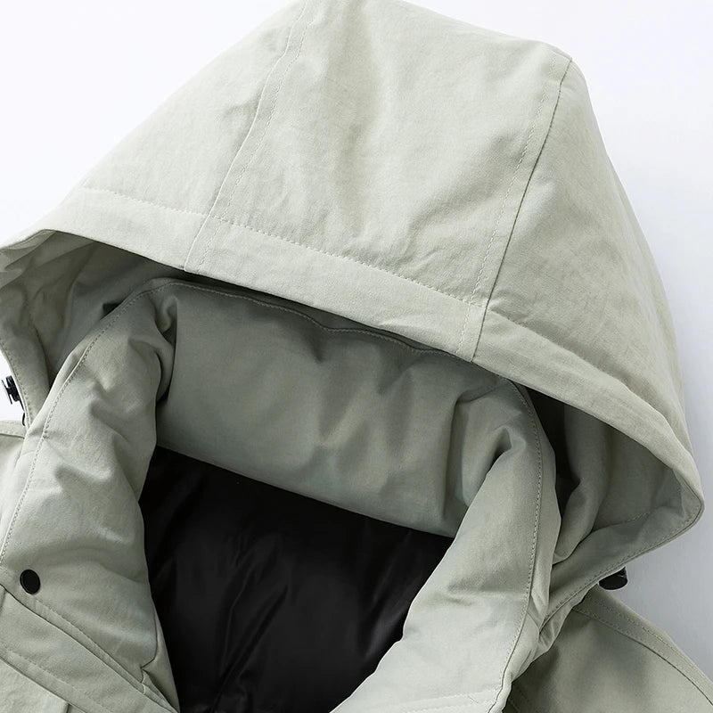 Herr Lång Parkas Vinterjacka med Huva Fodrad Långärmad