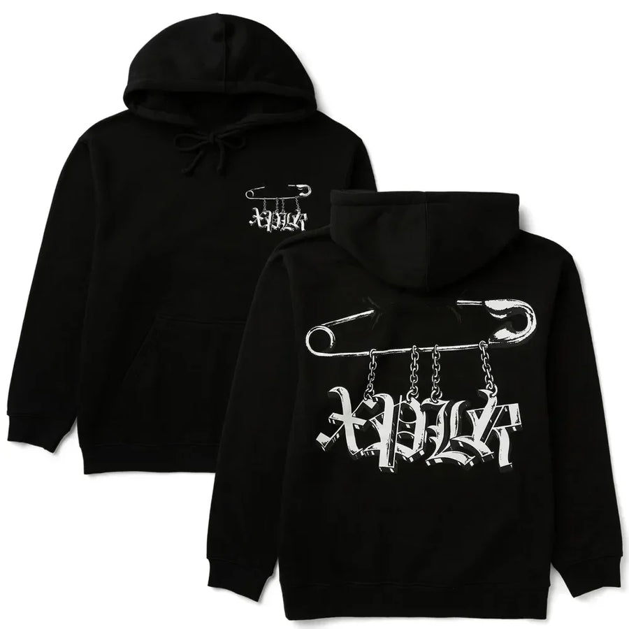 Hoodie med tryck, långa ärmar och känguruficka