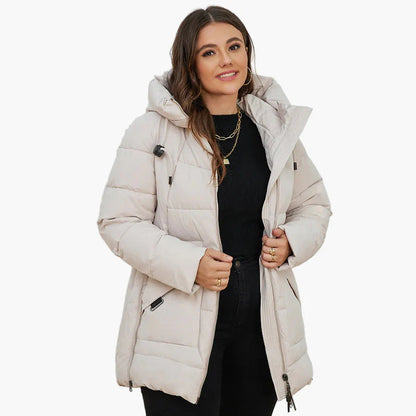 Dam Parkas Vinterjacka Plus Size Vadderad med Huva och Fickor – Perfekt för Kallt Väder
