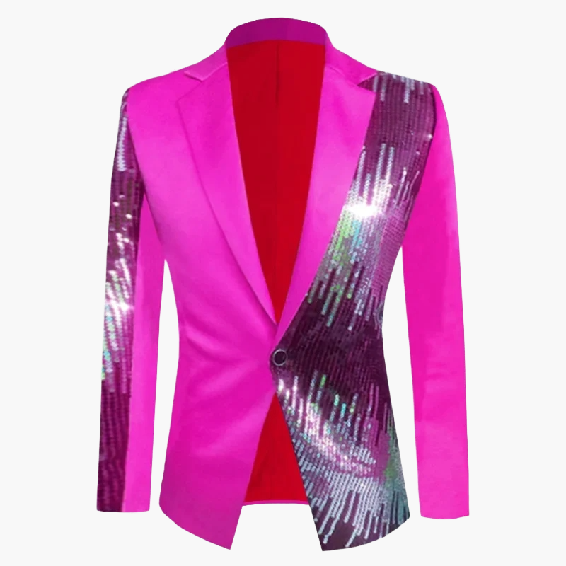Herrkavaj Fest Blazer med Paljettdetaljer och Unik Design – Perfekt för Kvällsbruk och Evenemang