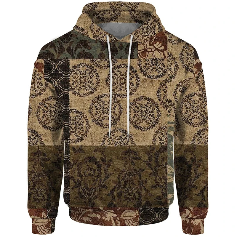 Hoodie med lapptäcksdesign och mönster