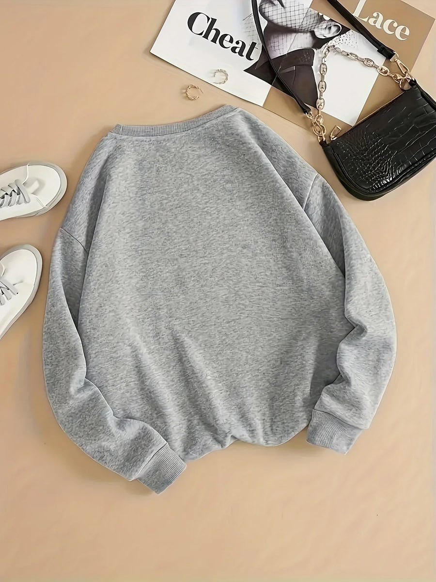Grå sweatshirt med "Brooklyn New York" tryck, lång ärm