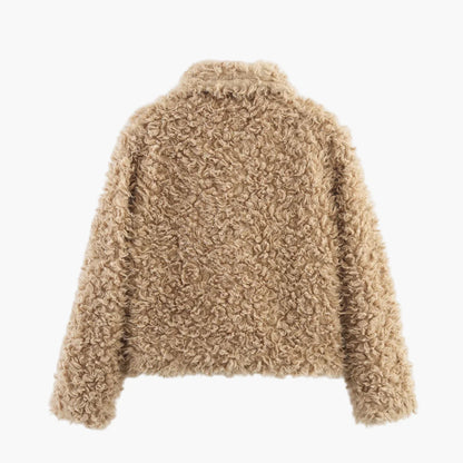 Dam Teddyjacka Kort Trendig Vinterjacka för Avslappnad Stil