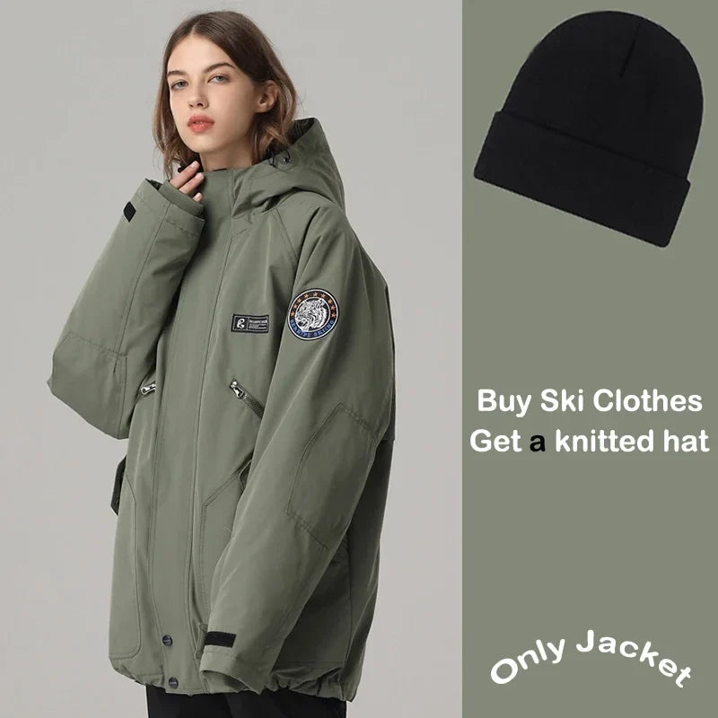 Unisex vinterjacka med huva för skidåkning och snowboard