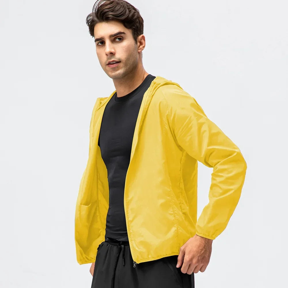 Unisex Lättviktsjacka med Huva, Hel Dragkedja och Vikbar Design för Utomhusbruk