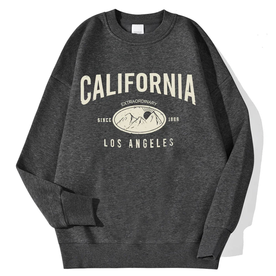 Mjuk Sweatshirt med Tryck Rundhalsad Långärmad