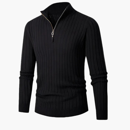 Herr Halv-Zip Stickad Tröja – Klassisk och Elegant för Vardag och Arbete