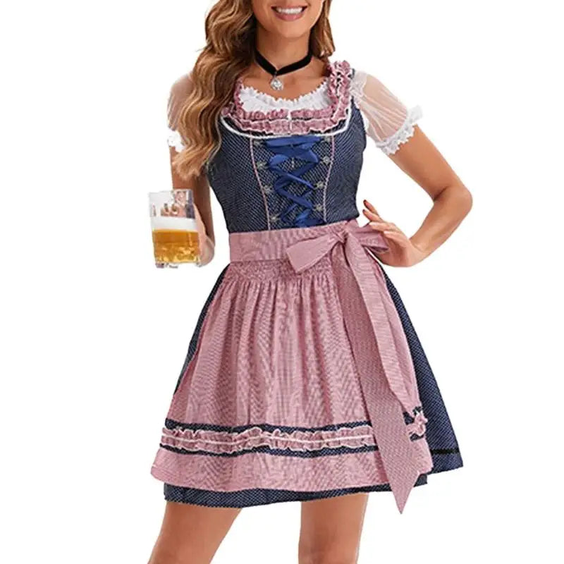 39BB Bierkostüm, Dirndl, Kleider, Bluse, Schürze, deutsches bayerisches Oktoberfest-Kostüm-Set