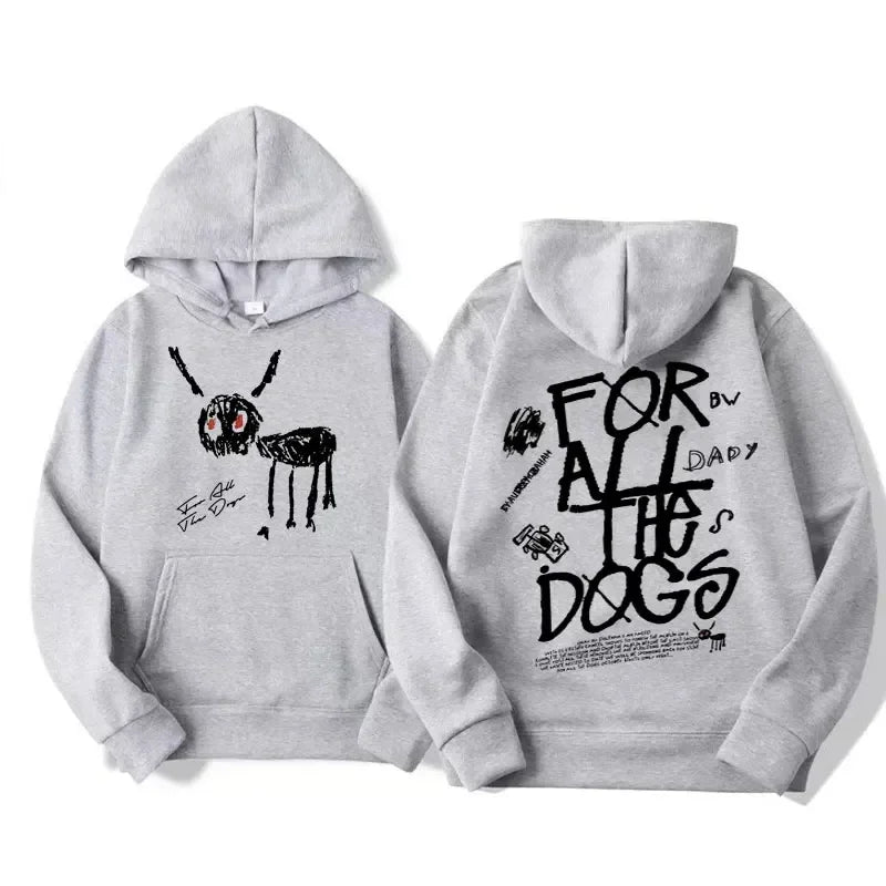 Unisex Hoodie med tryck och magficka, "For All The Dogs"-tema