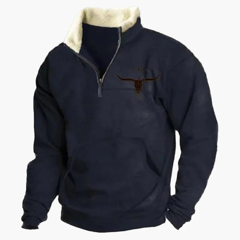 Herrar Western Stil Fleece Halvzip Tröja – Varm och Bekväm för Uteliv