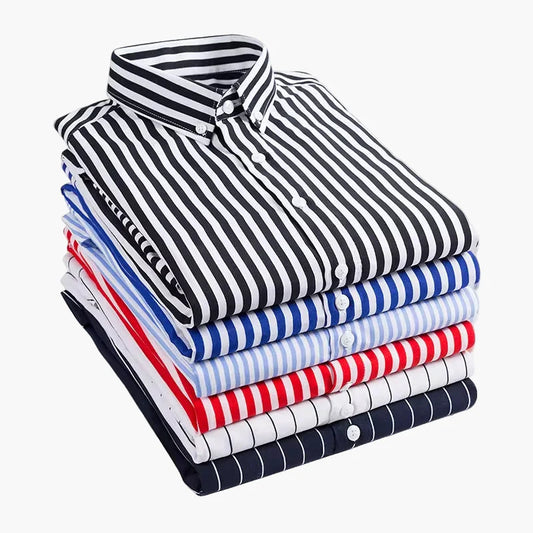 Herr Skjorta Randig Affärs- och Fritidsstil – Elegant Button-Down