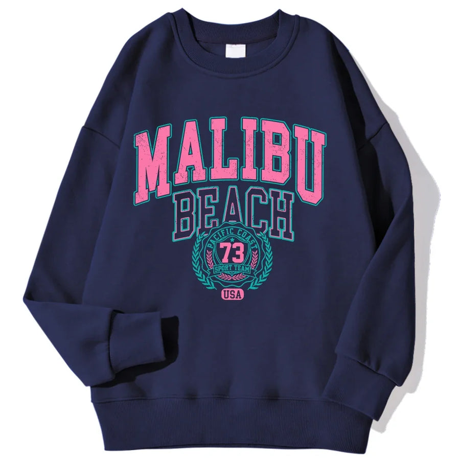Mjuk Sweatshirt med Tryck Rundhalsad Långärmad