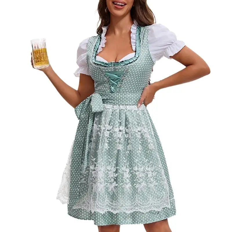 39BB Bierkostüm, Dirndl, Kleider, Bluse, Schürze, deutsches bayerisches Oktoberfest-Kostüm-Set