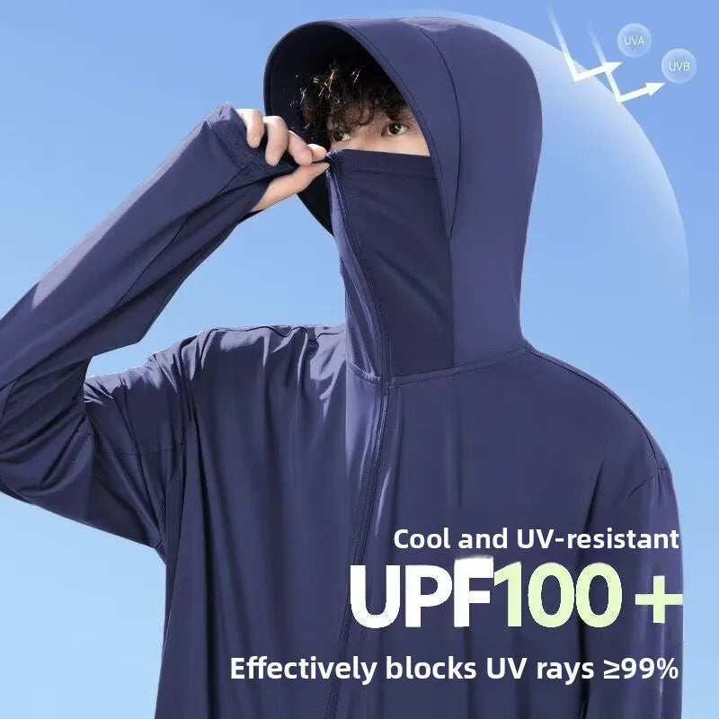 Unisex UV-skyddande huvtröja med dragkedja och ansiktsmask, flera färger
