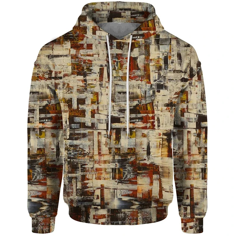 Hoodie med lapptäcksdesign och mönster