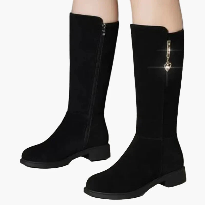 Damskor Knähöga Modeboots med Dragkedja och Hjärtdekor – Perfekta för Vinter och Höst