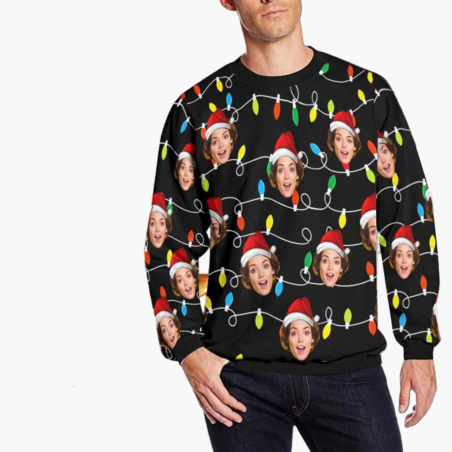 Unisex Jultröja med Personligt Foto – Rolig och Festlig Juldesign för Vuxna och Barn