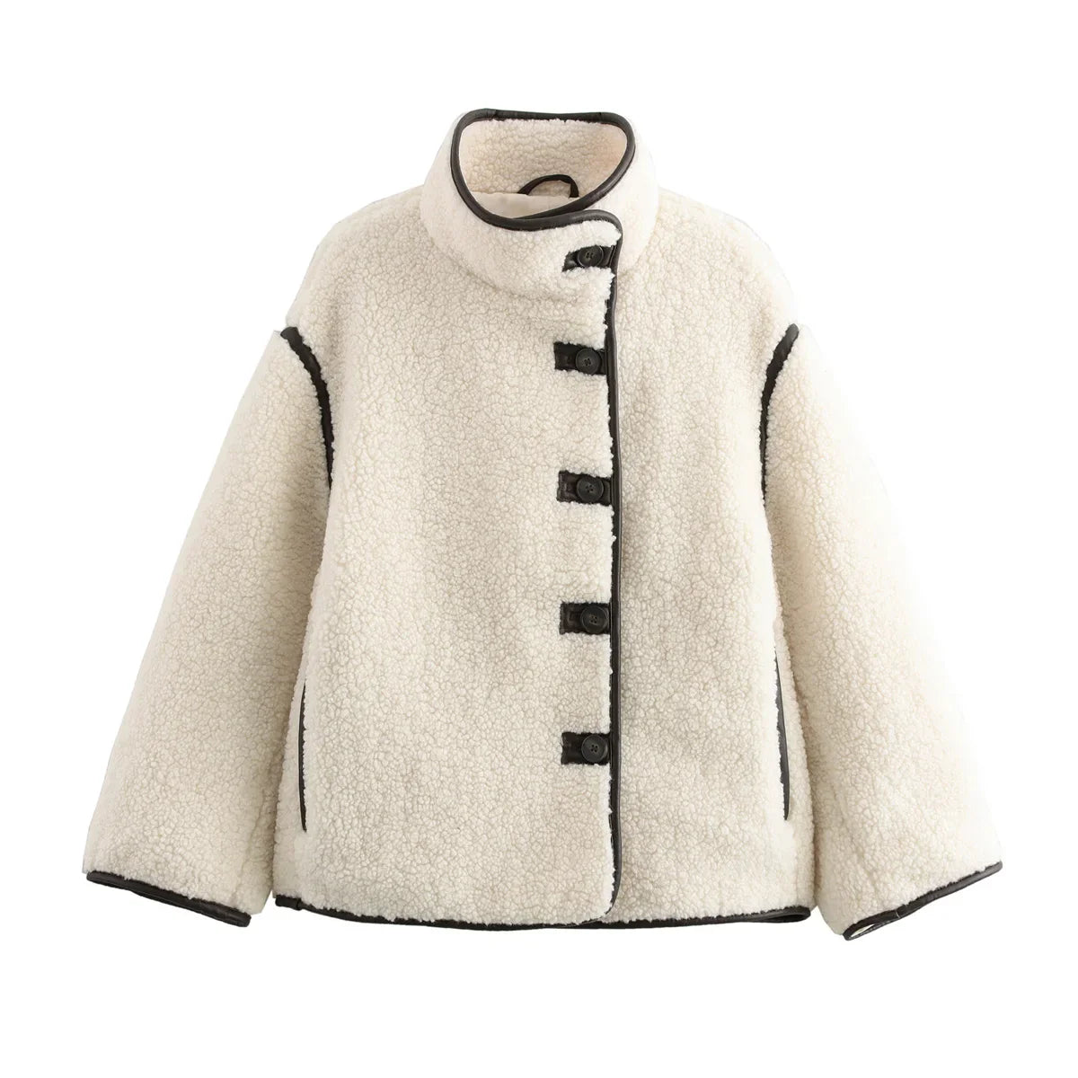Dam Teddy Oversize Jacka – Trendig och Mysig Vinterjacka för Stad och Fritid