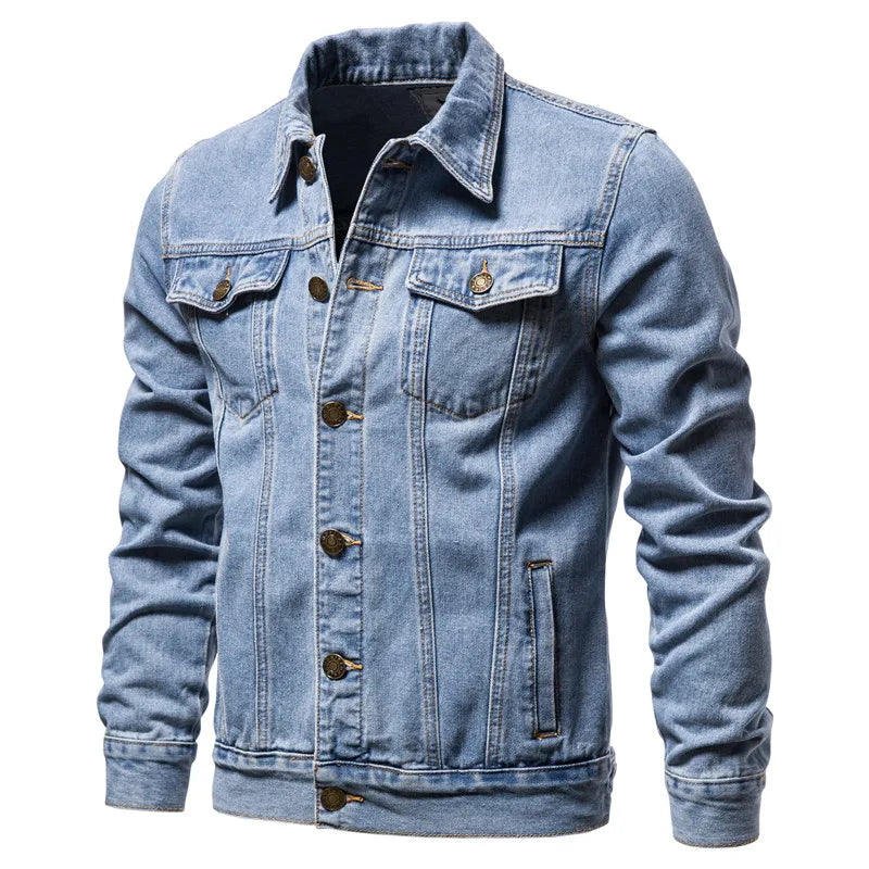 Jeansjacka i denim med krage och fickor