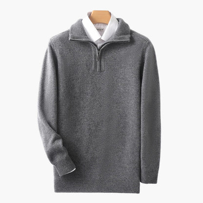Herr Halvzip Stickad Tröja – Klassisk och Varm Pullover för Vardag och Kontor