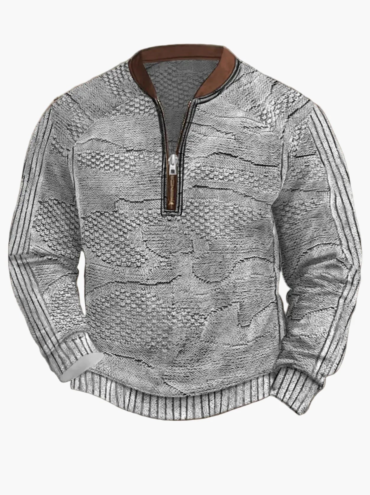 Herrar Halvzip Stickad Tröja med Modern Mönsterdesign för Vardag och Fritid