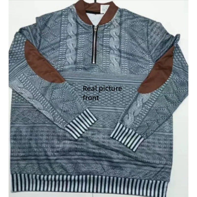 Herr Halvzip Tröja – Varm Stickad Sweatshirt för Höst/Vinter – Modern och Bekväm