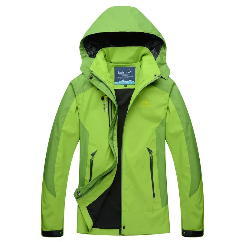 Dam Outdoorjacka med Huva och Fleecefoder Tvåfärgad Vandringsjacka
