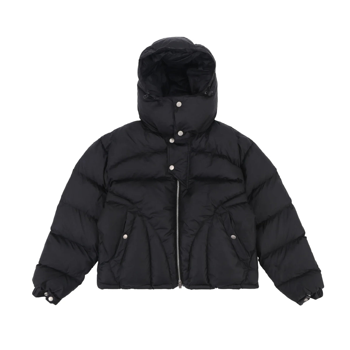 Vadderad Puffjacka med Huva, Svart/Khaki, Unisex