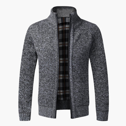 Herrstickad cardigan med dragkedja – elegant och varm höstjacka