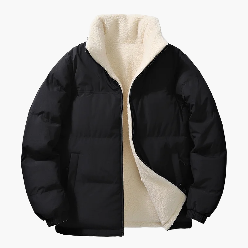 Herr Vinterjacka Lös Passform Urban Stil Varm Fleecefodrad