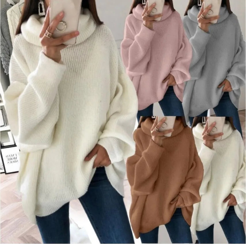 Damtröja Oversized Polotröja Vardagsstil Stickad Pullover