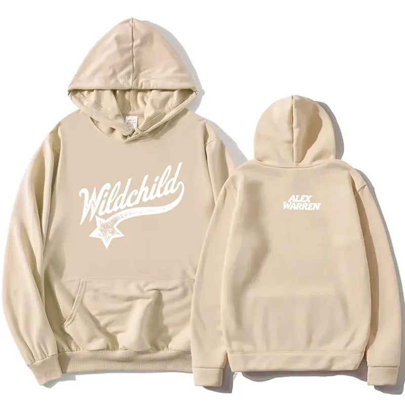 Unisex Hoodie med "Wildchild" Tryck och Känguruficka