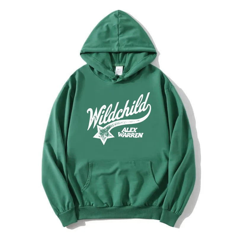 Unisex Hoodie med "Wildchild" Tryck och Känguruficka