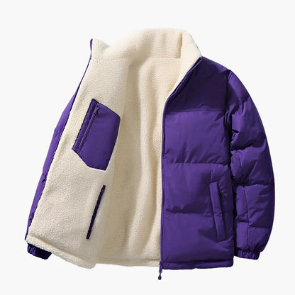 Herr Vinterjacka Lös Passform Urban Stil Varm Fleecefodrad