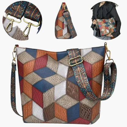 Damväska Crossbody Patchwork Retro Axelremsväska för Vardag och Fritid
