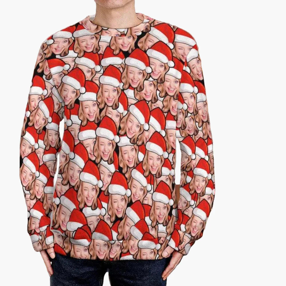 Unisex Jultröja med Personligt Foto – Rolig och Festlig Juldesign för Vuxna och Barn