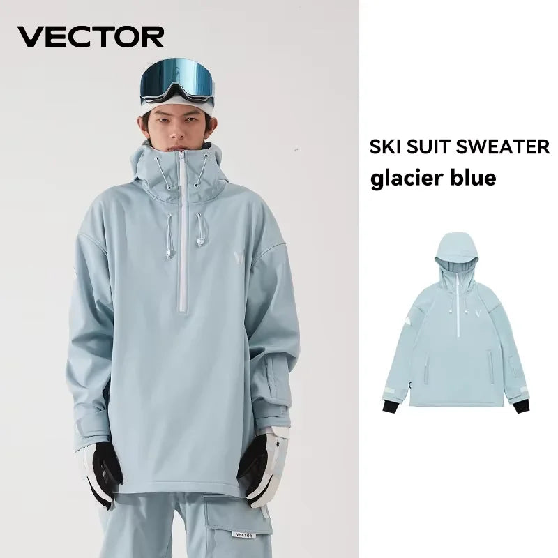 Skidjacka anorak dam halvlång ljusbeige med huva och dragkedja