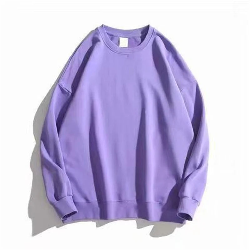 Enkel Enfärgad Sweatshirt för Herr i Mjukt Material med Rund Halsringning