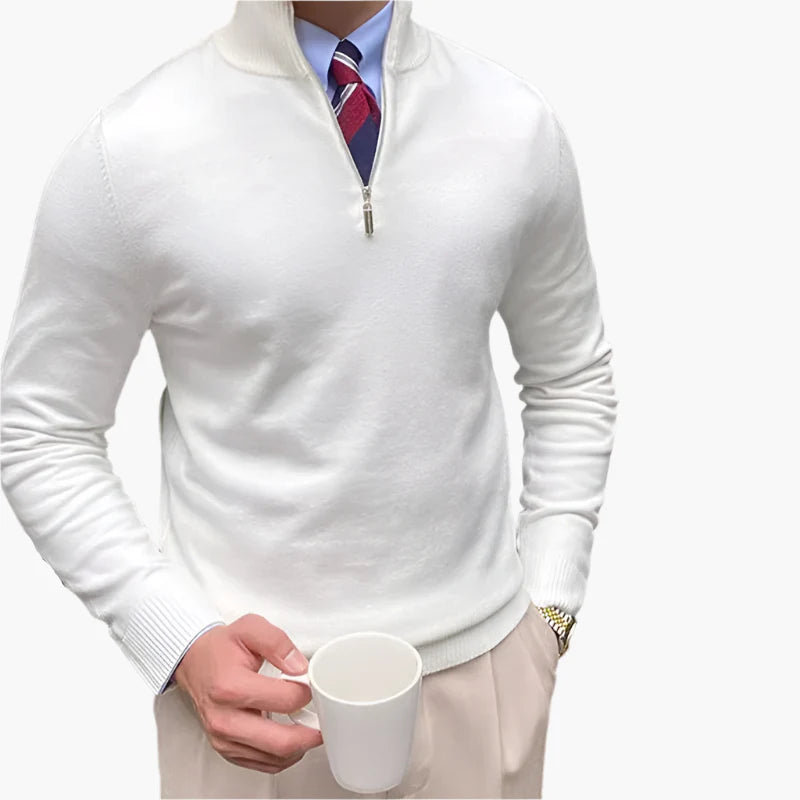 Herrtröja med halv dragkedja – Elegant och mångsidig stickad pullover för arbete och fritid
