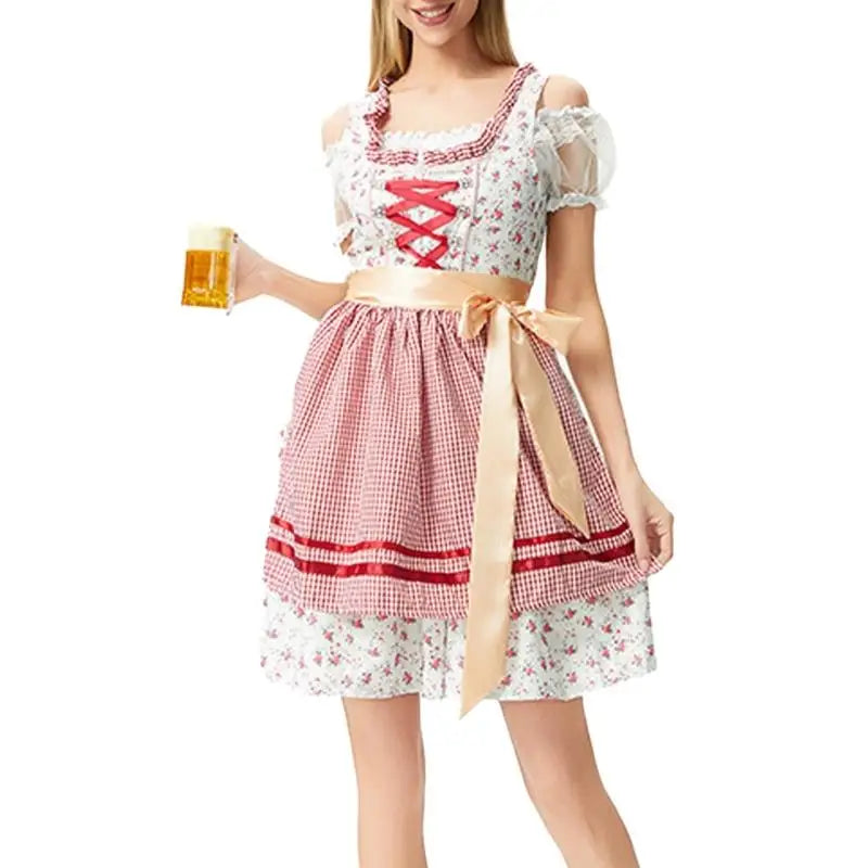 39BB Bierkostüm, Dirndl, Kleider, Bluse, Schürze, deutsches bayerisches Oktoberfest-Kostüm-Set