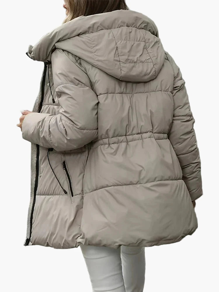 Dam Vinterjacka Parkas med Huva och Dragkedja – Trendig och Varm för Vardagsbruk
