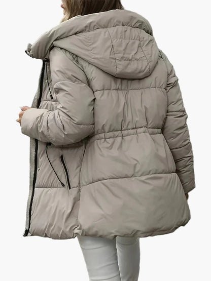 Dam Vinterjacka Parkas med Huva och Dragkedja – Trendig och Varm för Vardagsbruk