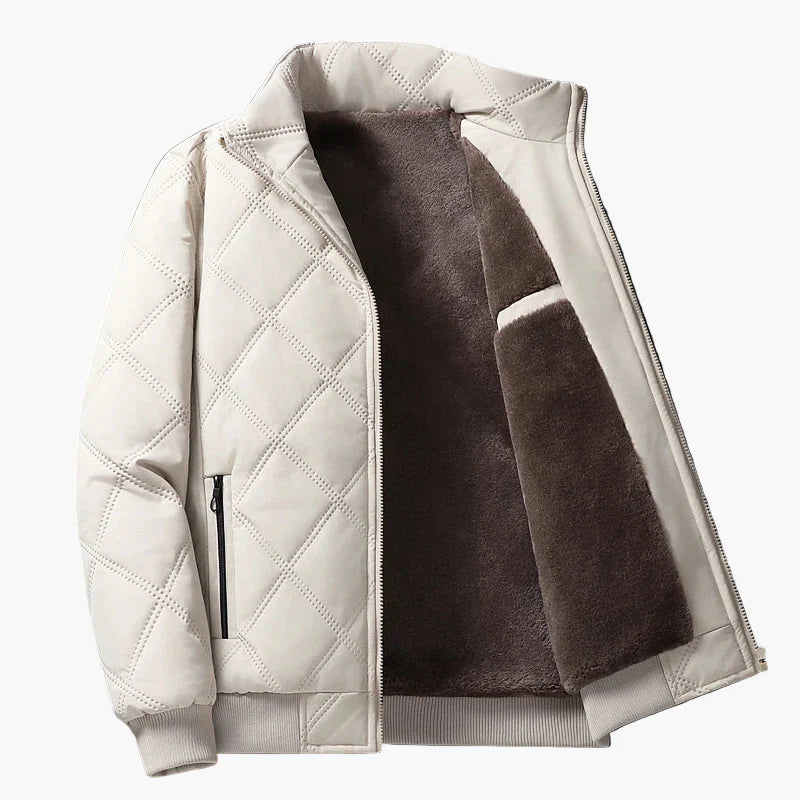 Herr quiltad vinterjacka med varm fleece, casual och sportig stil – perfekt för kalla dagar