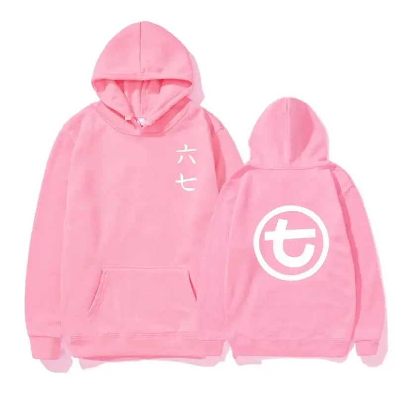 Hoodie med huva och känguruficka, tryck fram och bak