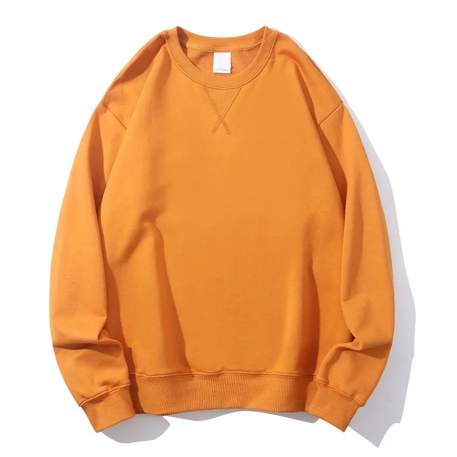 Unisex sweatshirt med rund hals, enfärgad design och ribbade muddar