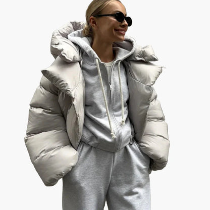 Dam Vinterjacka Oversized Vadderad Puffjacka för Vardagsbruk och Utomhusaktiviteter