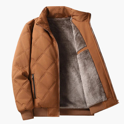 Herr quiltad vinterjacka med varm fleece, casual och sportig stil – perfekt för kalla dagar