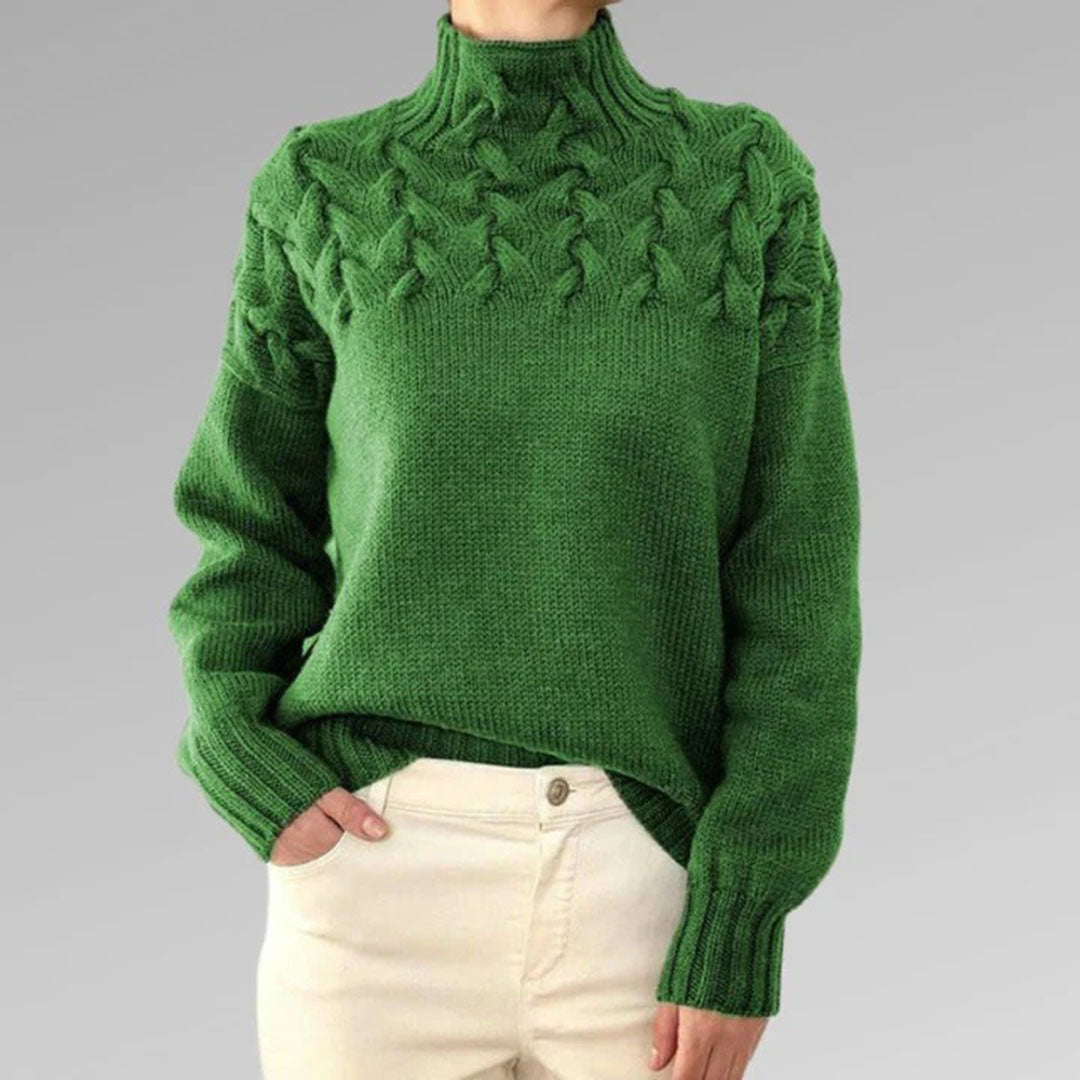 Stickad Polotröja för Dam – Elegant och Varm Lång Modell, Perfekt för Vinter och Fritid