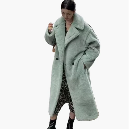 Dam Lång Oversize Teddykappa – Trendig Vinterrock för Vardag och Fest